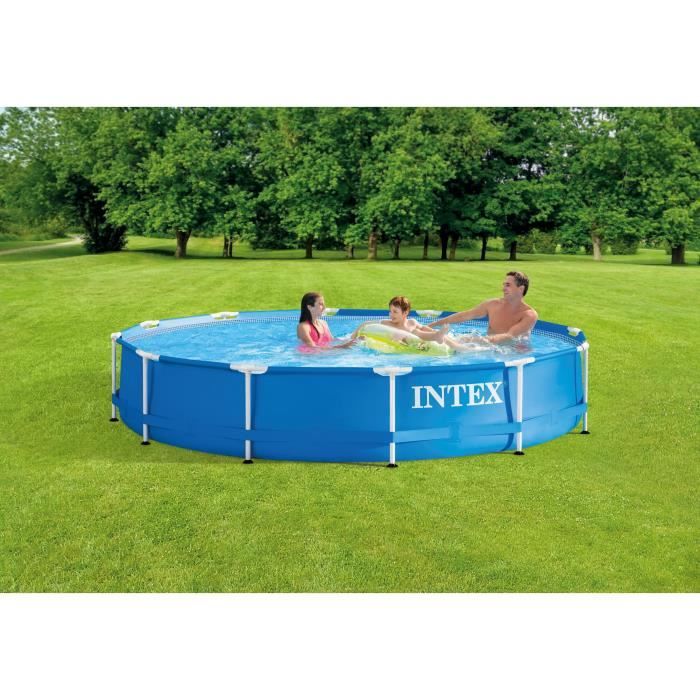 Kit Piscine hors sol tubulaire INTEX - Metal Frame - 366 x 76 cm - Ronde (Livrée avec pompe et cartouche) - 28212NP