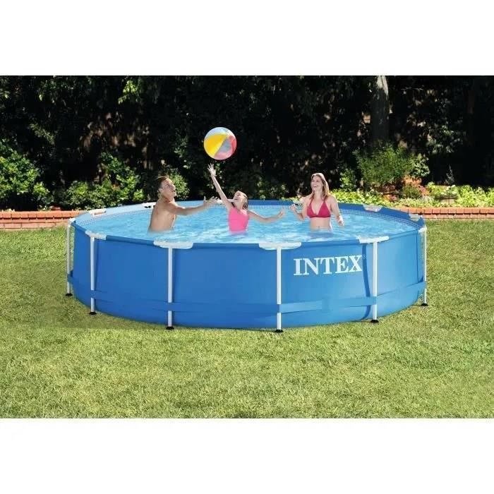 Kit Piscine hors sol tubulaire INTEX - Metal Frame - 366 x 76 cm - Ronde (Livrée avec pompe et cartouche) - 28212NP