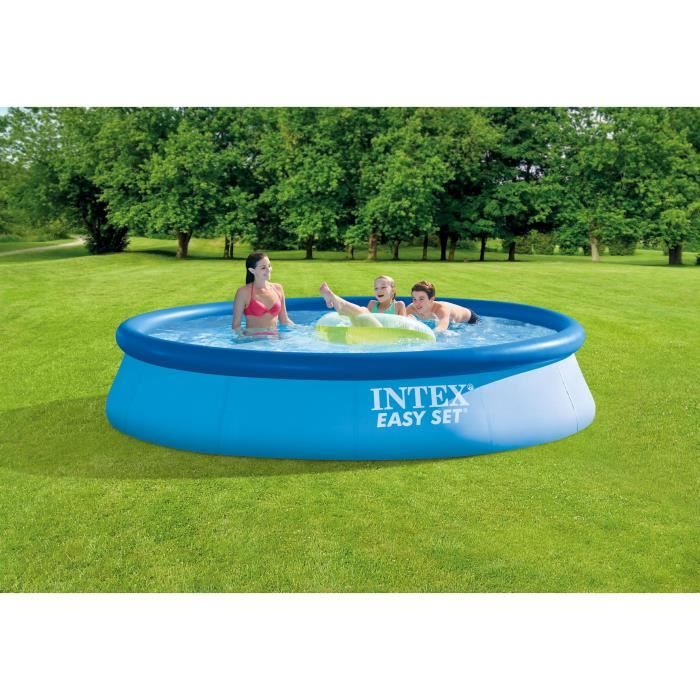 Kit Piscine hors sol autoportante INTEX - Easy Set - 396 x 84 cm - Ronde (Livrée avec une pompe et cartouche) - 28142NP