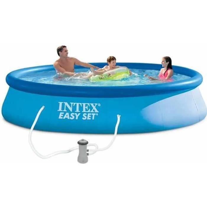 Kit Piscine hors sol autoportante INTEX - Easy Set - 396 x 84 cm - Ronde (Livrée avec une pompe et cartouche) - 28142NP