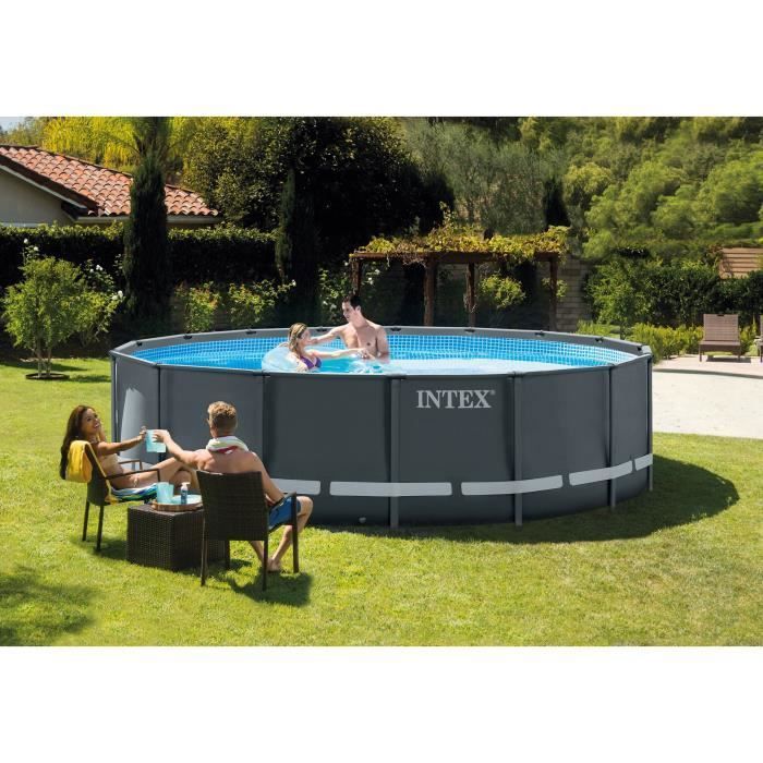 INTEX - Kit piscine ultra XTR - Gris foncé Ronde Tubulaire - (Ø)4,27 x (h)1,22m