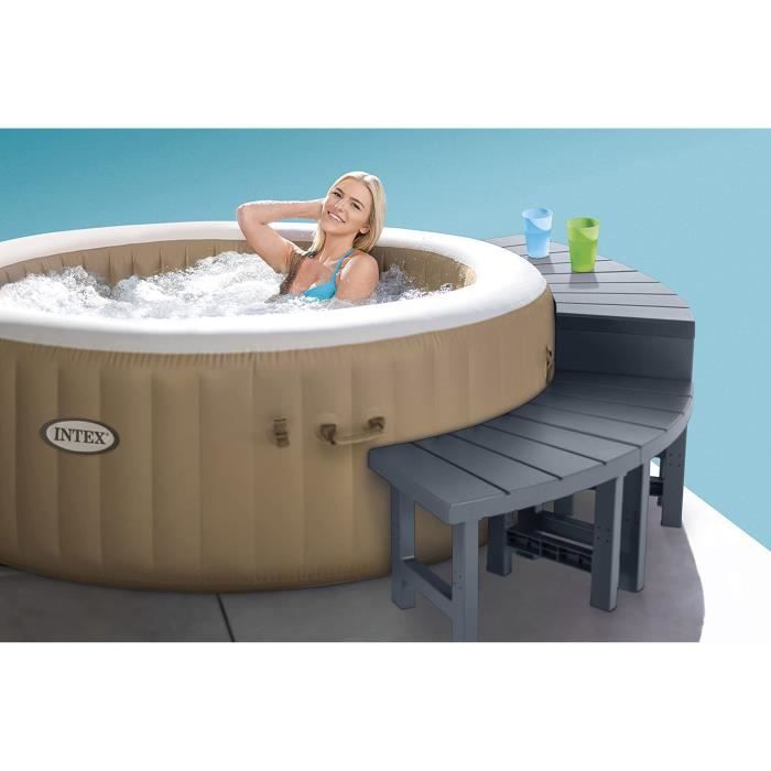 Entourage de spa 4 places rond - INTEX - 28515 - 2 pieces medium + 2 pieces hautes - Léger et résistant UV