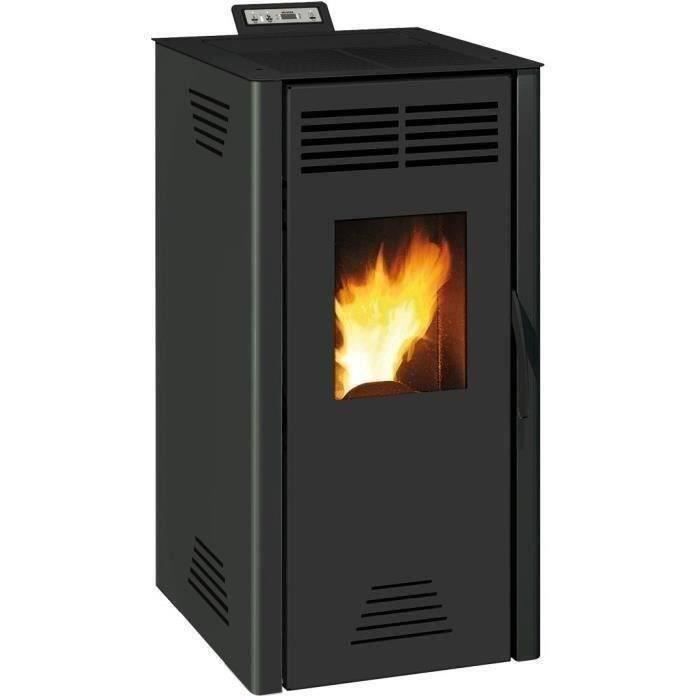 Poele a granulés INVICTA Adrano - 7,3 kW - Rendement 88,7% - Noir