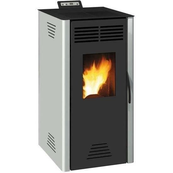 Poele a granulés INVICTA Adrano - 7,3 kW - Rendement 88,7% - Gris