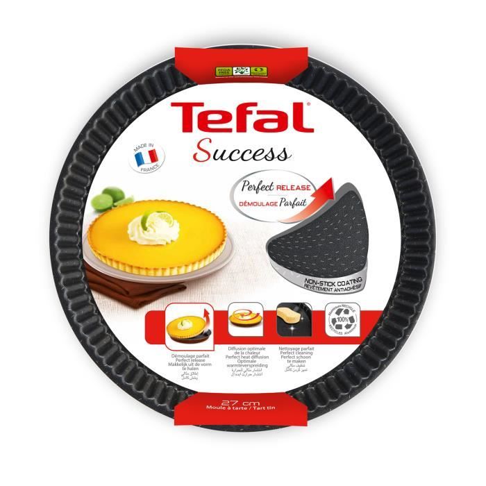 TEFAL Success Moule a tarte 24 cm, Revetement antiadhésif, Fabriqué en France, Tabac J1608202