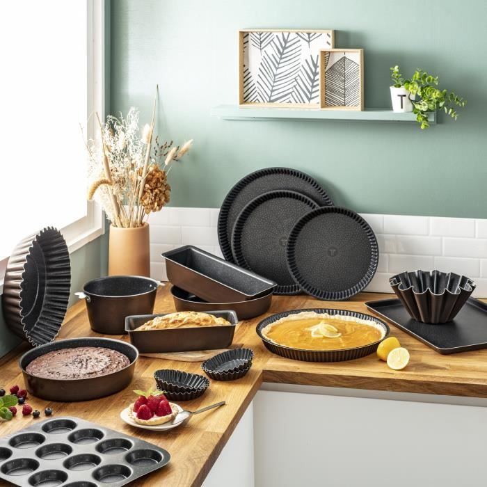 TEFAL Success Moule a tarte 30 cm, Revetement antiadhésif, Fabriqué en France, Tabac J1608402