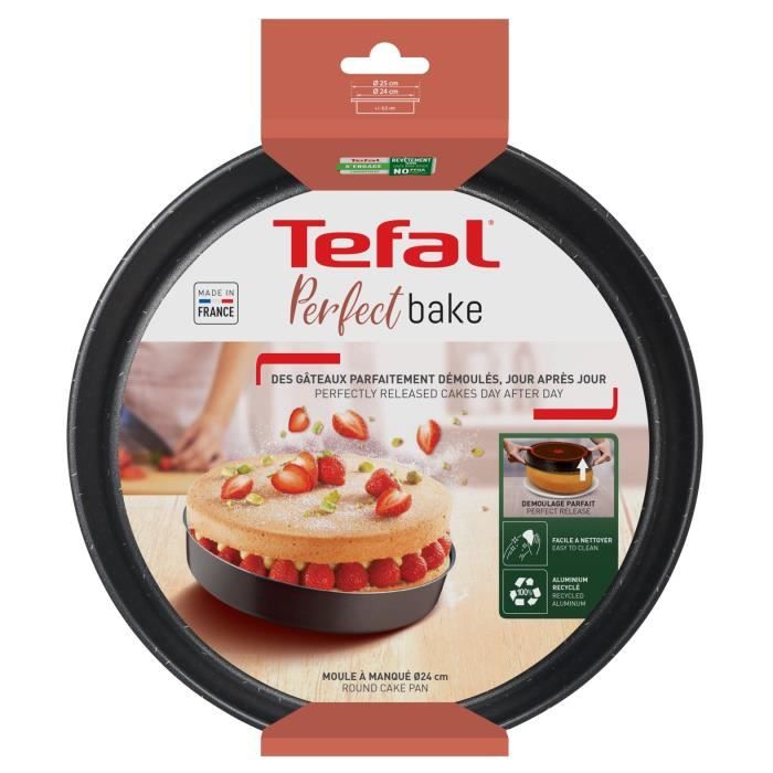 TEFAL Success Moule a manqué 24 cm, Revetement antiadhésif, Fabriqué en France, Tabac J1606402