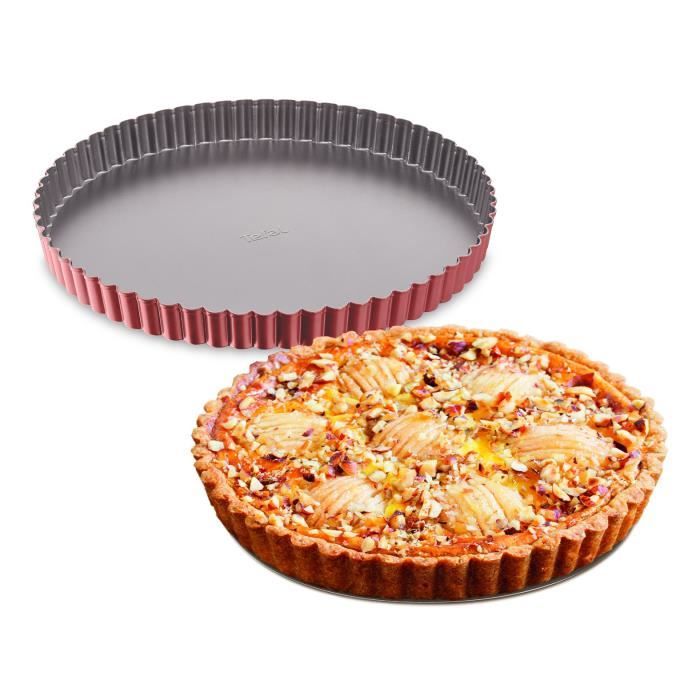 TEFAL Delibake Moule a tarte 28 cm, Revetement antiadhésif, Haute qualité, Rouge J1641514