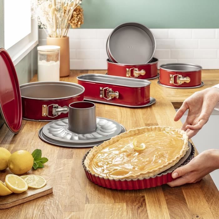 TEFAL Delibake Moule a tarte 28 cm, Revetement antiadhésif, Haute qualité, Rouge J1641514