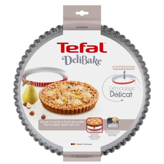 TEFAL Delibake Moule a tarte 28 cm, Revetement antiadhésif, Haute qualité, Rouge J1641514