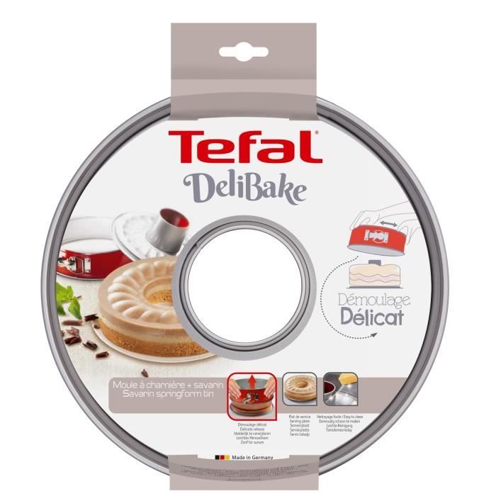 TEFAL Delibake Moule a saravin a charniere 19 cm, Acier carbone, Démoulage facile, Rouge J1642014