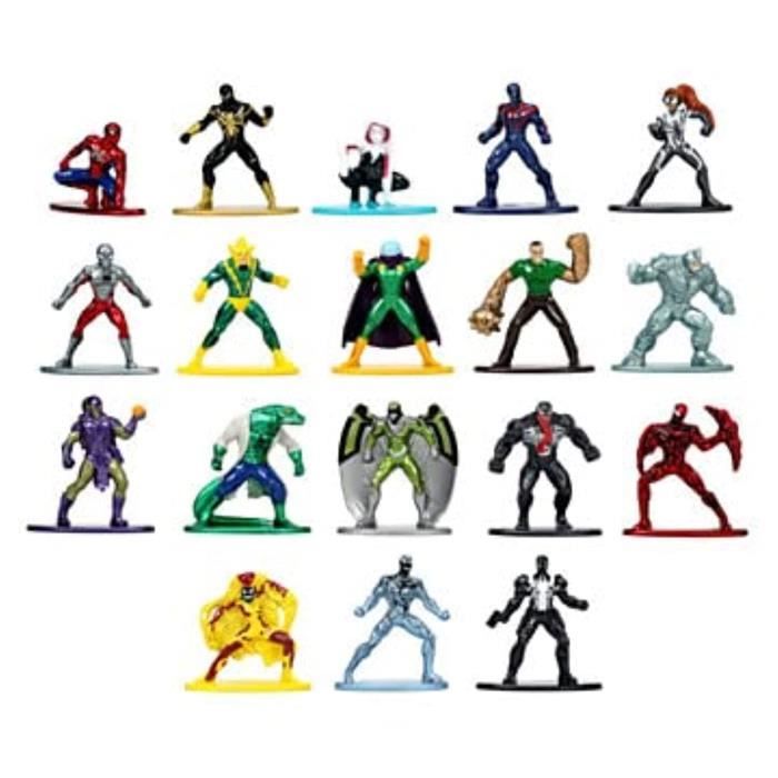 Coffret Spiderman - 18 figurines 4cm en métal - Personnages de l'univers Spiderman