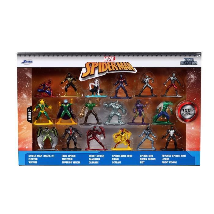 Coffret Spiderman - 18 figurines 4cm en métal - Personnages de l'univers Spiderman