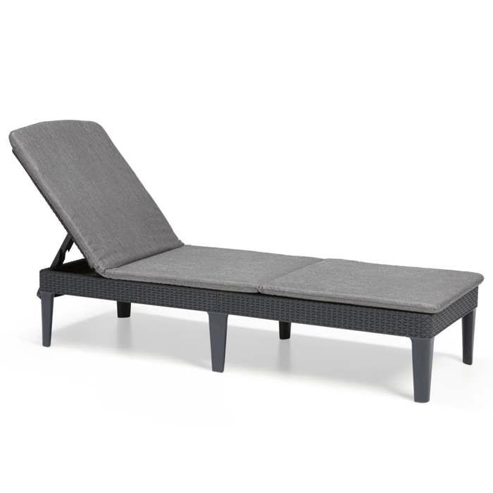 Bain de soleil - Keter - Chaise longue avec coussin Jaipur Graphite - Pliable - Résistant aux intempéries