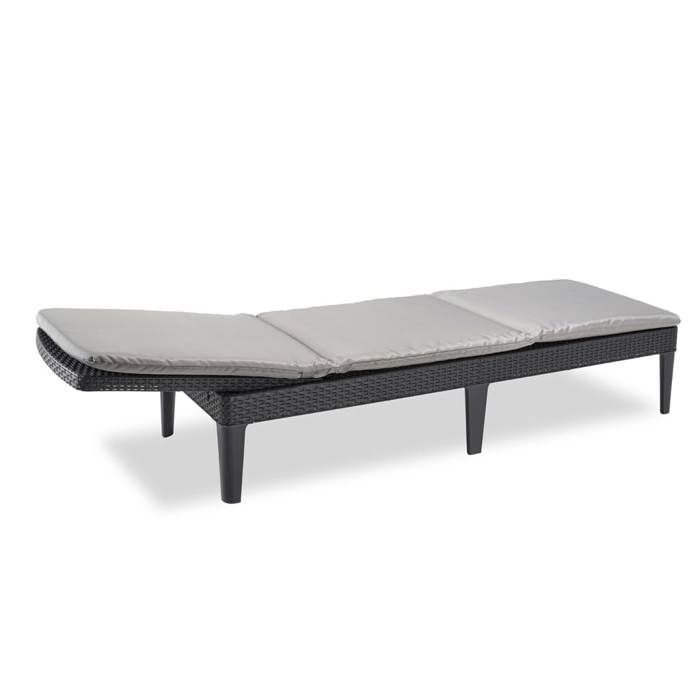 Bain de soleil - Keter - Chaise longue avec coussin Jaipur Graphite - Pliable - Résistant aux intempéries