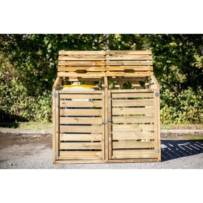 Cache-poubelles - JARDIN SAUVAGE - Bois pin autoclavé 100 % FSC - 150 x 90 x 120 cm