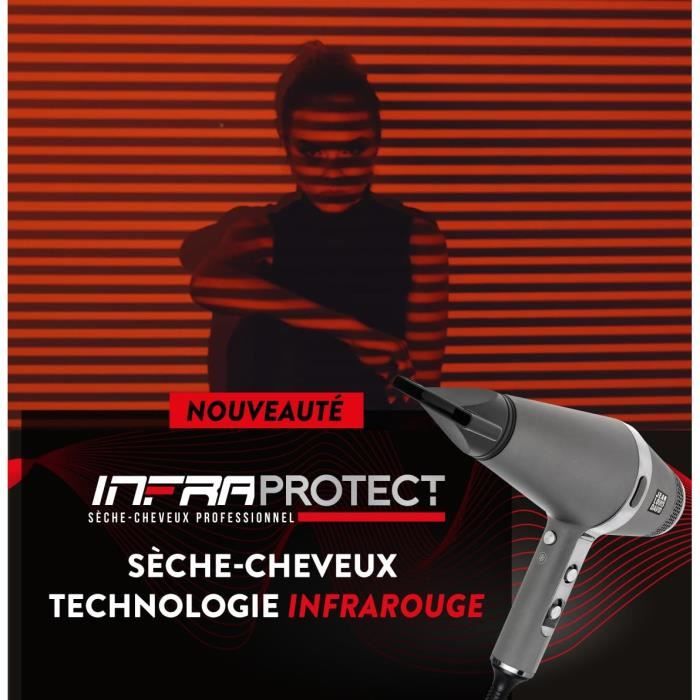 Seche-cheveux Professionnel JEAN LOUIS DAVID - Technologie exclusive Infrarouge - Réglage 2 vitesses - 3 Températures - Air froid