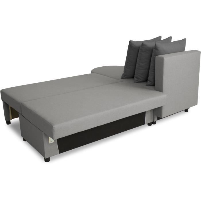 Canapé d'angle convertible réversible 3 places JEN - Tissu Gris - Style contemporain - L196 x H88 x P159 cm