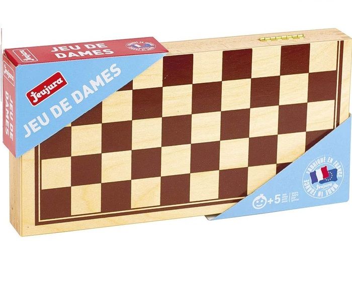 Jeu de Dames en Bois - Jeujura - 8131 - Coffret Pliant - 30x30x2cm - Fabrication Française