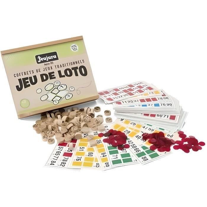 JEUJURA - Jeu De Loto - Coffret En Bois - Mixte - A partir de 3 ans - 48 cartes de loto en bois