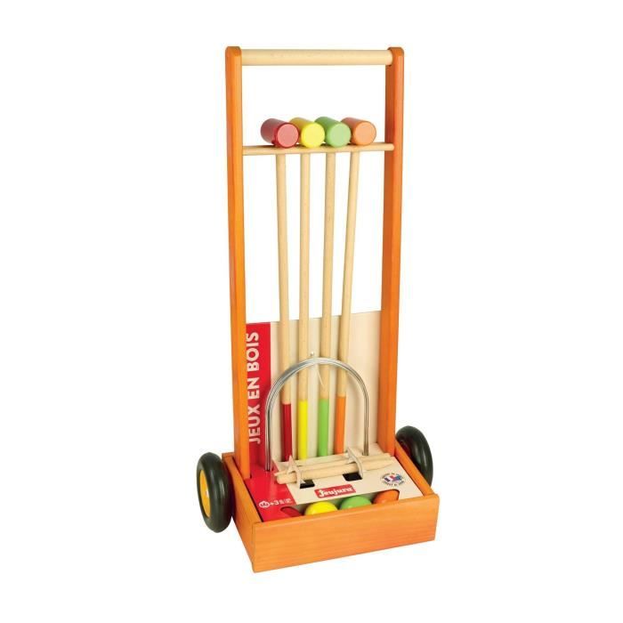 Jeu de croquet en bois pour enfants - JEUJURA - 4 joueurs - Chariot en bois