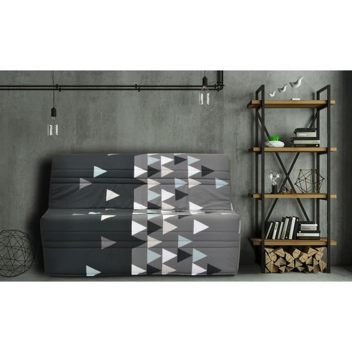 Banquette-lit BZ - Joe - Tissu Gris et noir - 2 places - L143 x P97 x H89cm - Matelas 9cm