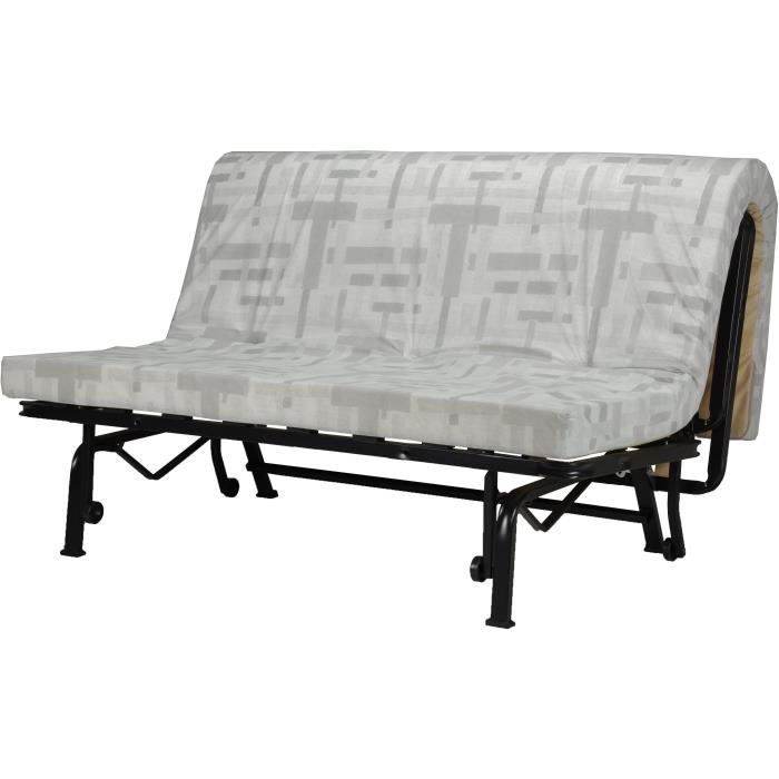 Banquette-lit BZ - Joe - Tissu Gris et noir - 2 places - L143 x P97 x H89cm - Matelas 9cm