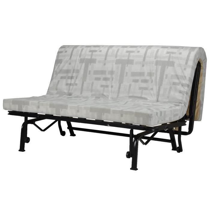 Banquette BZ Joe - Tissu gris clair - 3 places - L 143 x P 97 cm - Couchage 140 x 190 cm