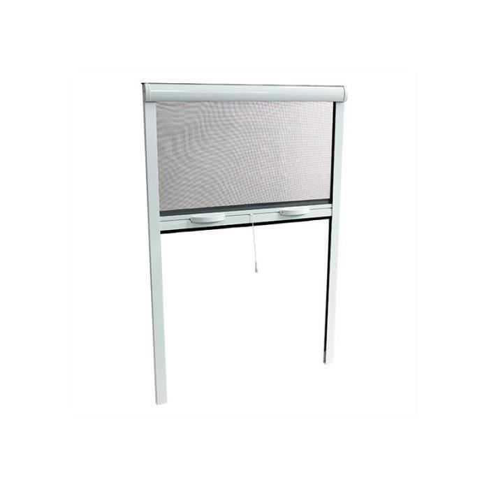 Moustiquaire de porte fenetre L160 X H220 cm a tirage direct en aluminium laqué blanc -  Recoupable en largeur et hauteur