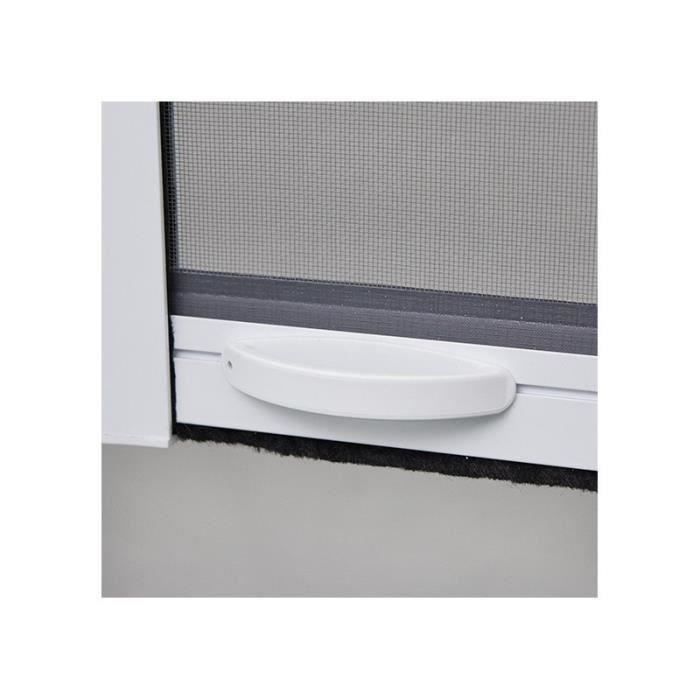 Moustiquaire de porte fenetre L160 X H220 cm a tirage direct en aluminium laqué blanc -  Recoupable en largeur et hauteur