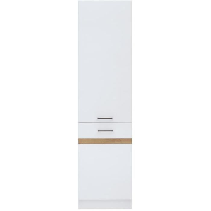 JUNONA Colonne de cuisine 2 Portes ouverture gauche - L 50 x H 196 x P 46 cm - Blanc brillant