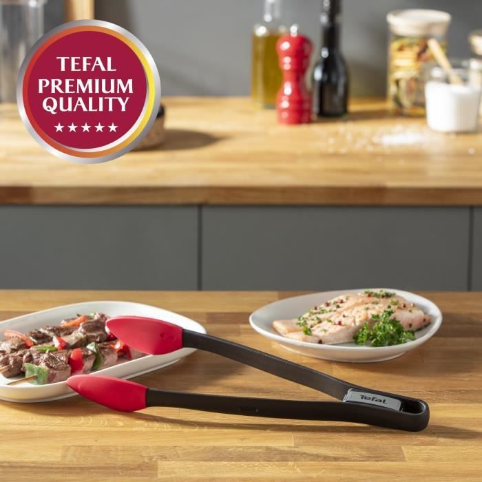 TEFAL INGENIO Pince a aliments, Qualité Premium, Résiste a la chaleur jusqu'a 250° C, Systeme de verouillage, Sans BPA, Compatible l