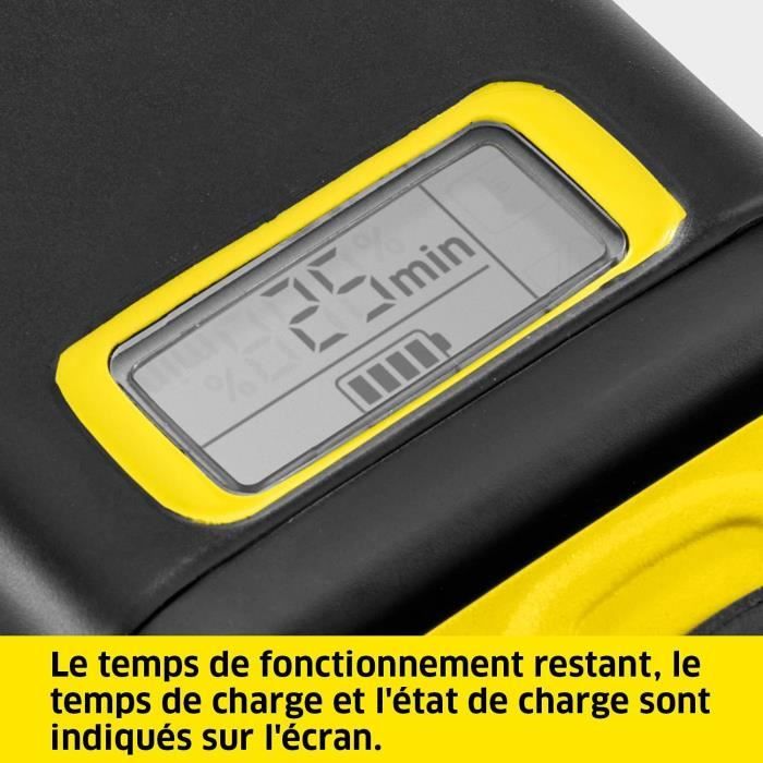 Batterie KARCHER Power 18V/5Ah avec chargeur secteur - Ecran LCD et grips antidérapants