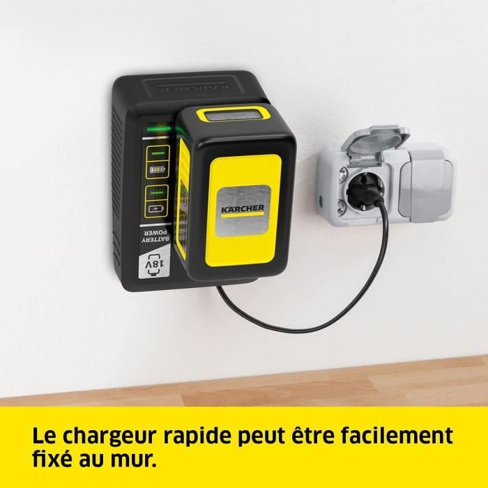 Batterie KARCHER Power 18V/5Ah avec chargeur secteur - Ecran LCD et grips antidérapants