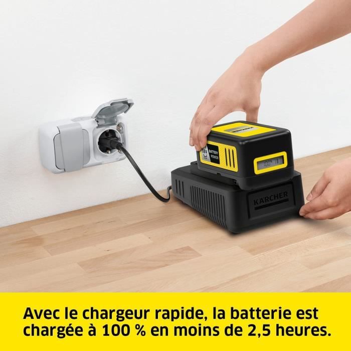 Batterie KARCHER Power 18V/5Ah avec chargeur secteur - Ecran LCD et grips antidérapants