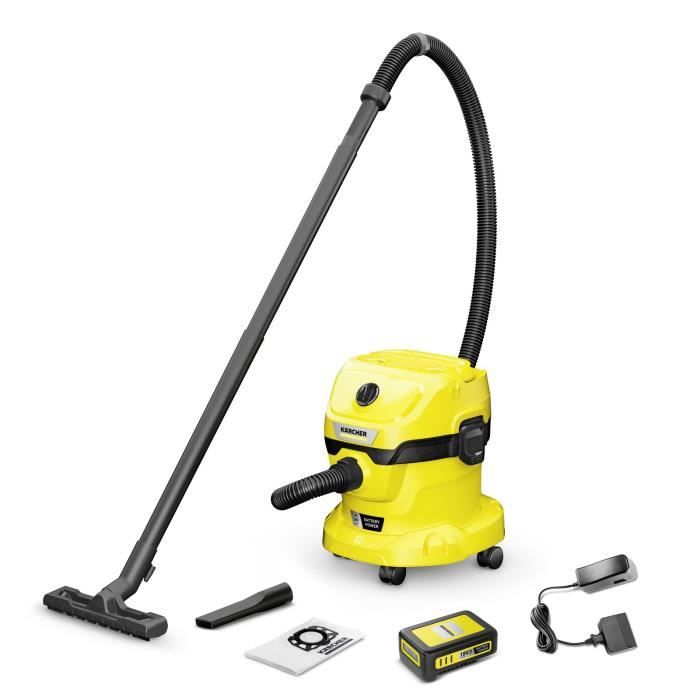 Aspirateur eau et poussieres KARCHER WD 2-18 V-12/18 sans fil (avec batterie amovible 18 V / 2,5 Ah et chargeur)