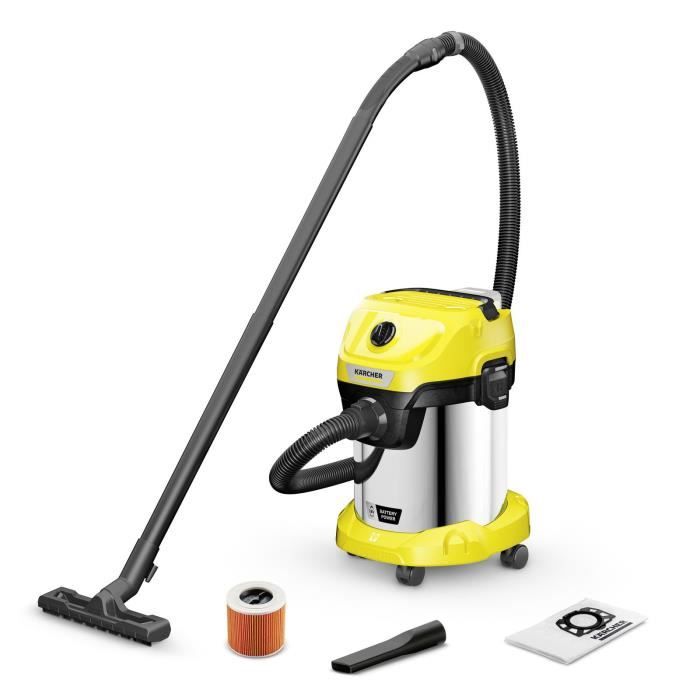 Aspirateur eau et poussieres sans fil KARCHER WD 3-18 S V-17/20 - Acier - 17 l - (sans batterie ni chargeur)