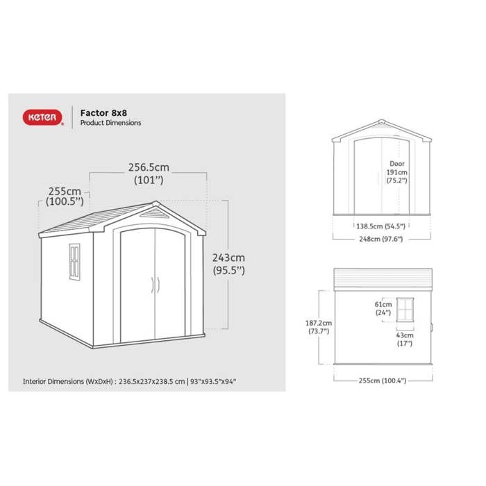 KETER - Abri de jardin en résine 6,6 m² Sydney 88 Beige et Marron