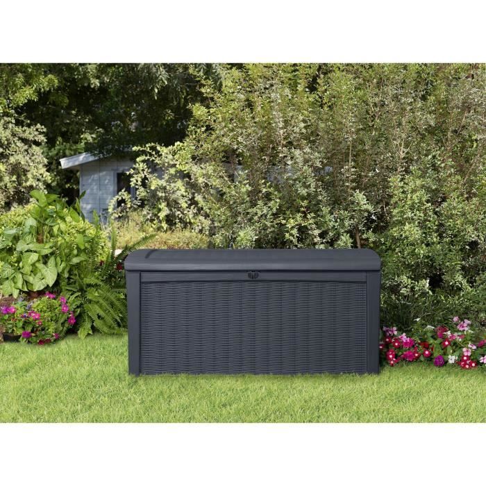 KETER - Coffre de rangement extérieur en résine 416 litres Gris - Malle de jardin