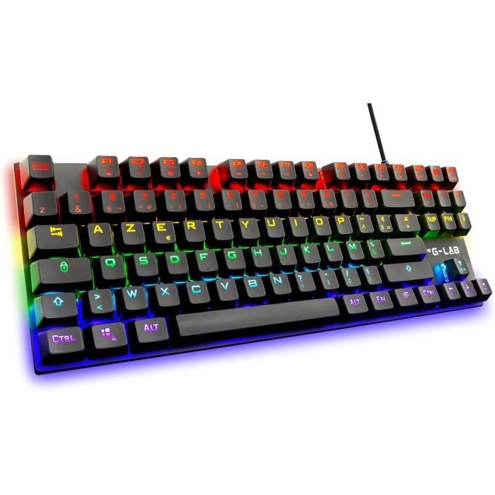 Clavier Gamer - The G-Lab - KEYZ MERCURY TKL - Mécanique (Switch Rouge) - Rainbow - Filaire - Azerty - Noir