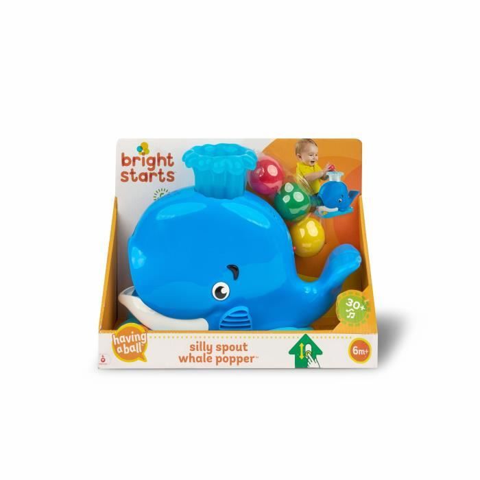 Jouet d'activité Musicale avec lumiere et Sons - BRIGHT STARTS - Silly Spout Whale Ball Popper -  3 balles - Développement précoce