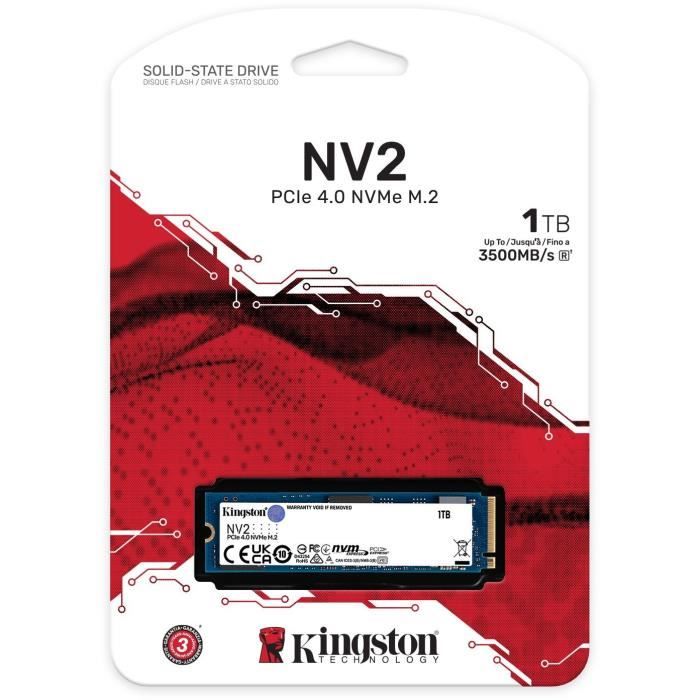 Kingston NV2 NVMe PCIe 4.0 SSD Interne 1To M.2 2280 -SNV2S/1000G