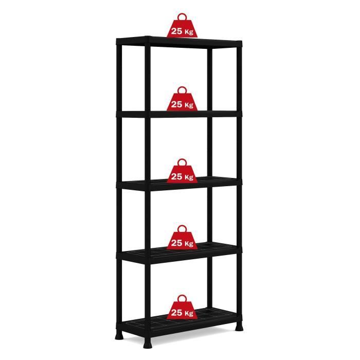 Etagere de rangement - KETER - ETAGERE PLUS 75/5 - 5 tablettes - Noir