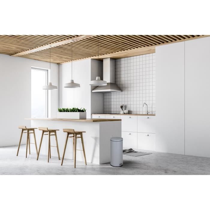 KITCHEN MOVE Poubelle de cuisine a pédale URBAN 30L - En acier Gris