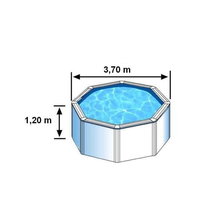 GRE - Kit Piscine hors sol acier ronde blanche -  Ø370 x H122 cm (Livrée avec filtre a cartouche + échelle)