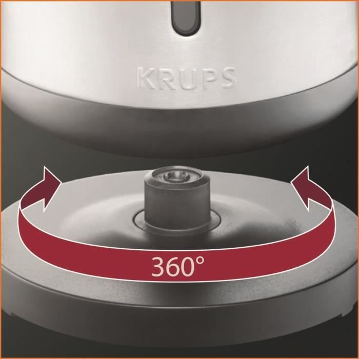 KRUPS Bouilloire électrique sans fil inox, 2400 W, Capacité 1,7 L, Ouverture assistée du couvercle Control Line BW442D10