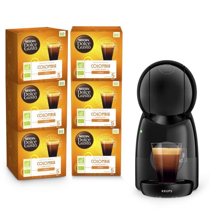 KRUPS Nescafé Dolce Gusto Machine a café + 6 boites de 12 capsules de café, Compact, Pression 15 bars, Mode éco, Piccolo XS YY4511FD