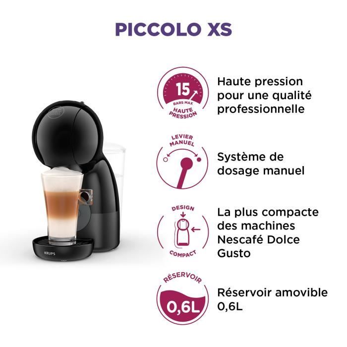 KRUPS Nescafé Dolce Gusto Machine a café + 6 boites de 12 capsules de café, Compact, Pression 15 bars, Mode éco, Piccolo XS YY4511FD