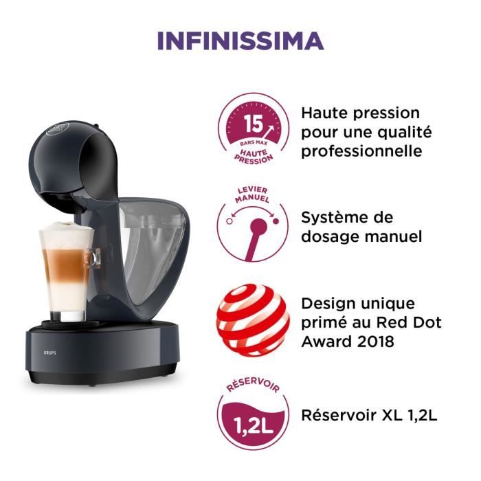 KRUPS Nescafé Dolce Gusto Infinissima Noir + 6 boites de café bio, Offre antigaspillage YY5056FD