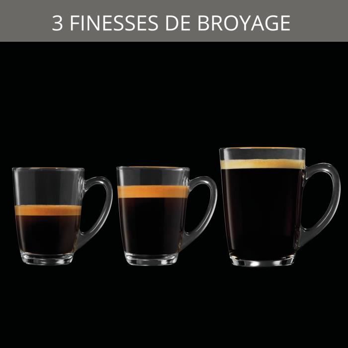 KRUPS Machine a café broyeur grain, Mousseur de lait, 2 tasses espressos simultané, Nettoyage automatique, Essential grise YY5149FD